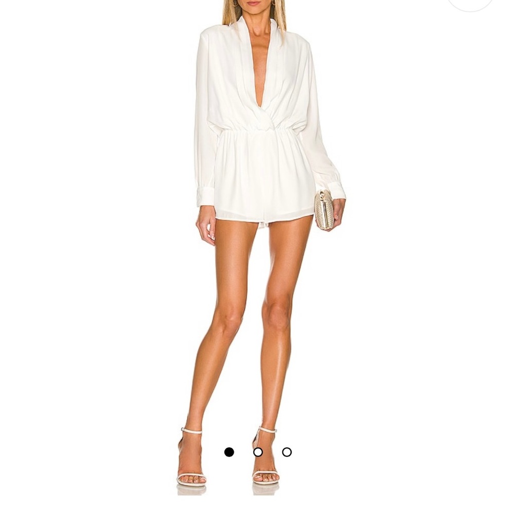 Kaycie Drape Neck Romper in White - New